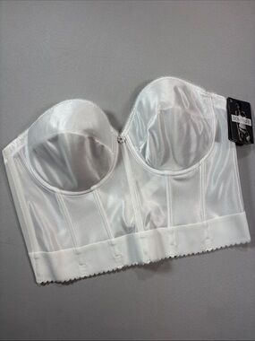 Dominique Satin Longline Strapless Bridal Bustier in White NWT